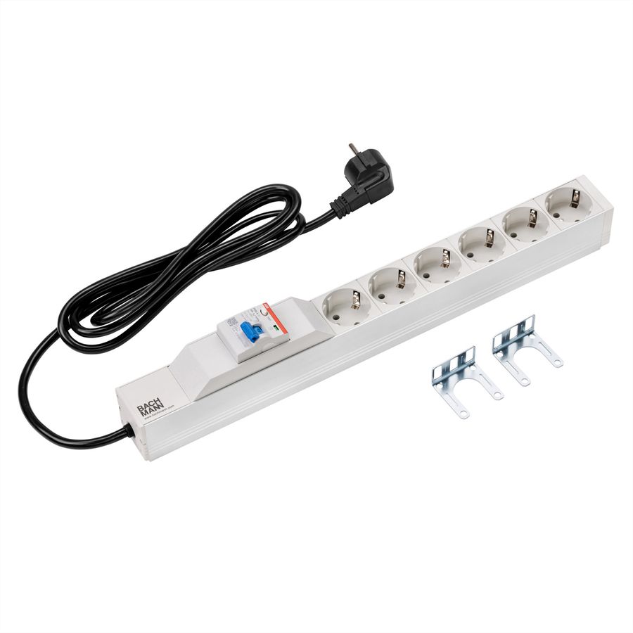BACHMANN 19" 1U 6xCEE7/3 1xFI power 2.0m CEE7/7