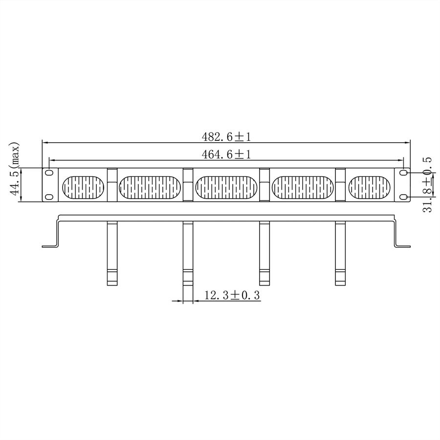 VALUE  19" frontpaneel, 4 ogen type G, kabeldoorvoer (borstel), zwart