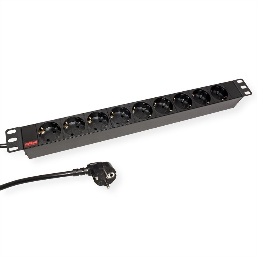 ROLINE 19" stekkerdoos 9-voudig, zwart, 2 m