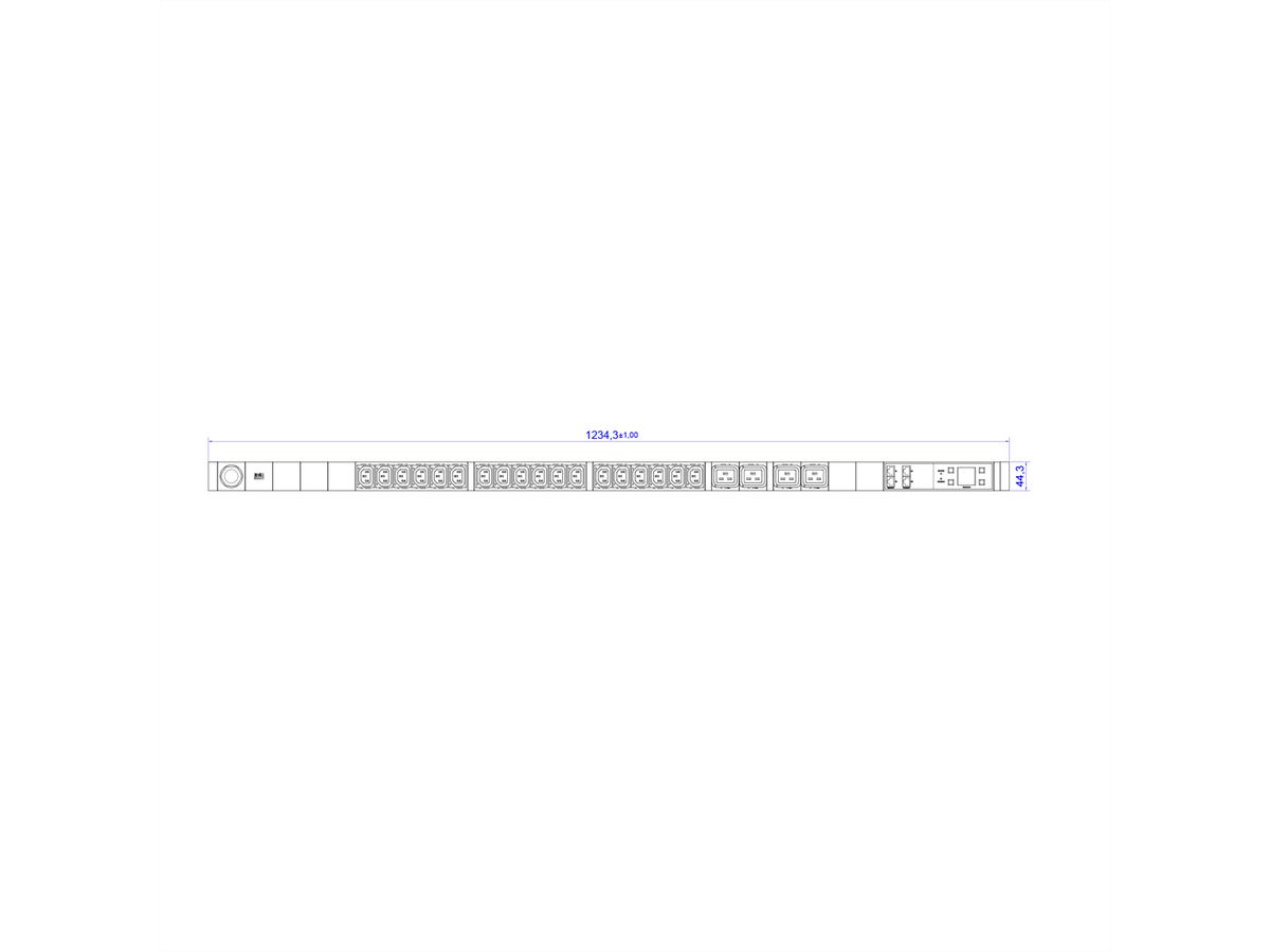 BACHMANN BN7500 Slaaf 18xC13 4xC19, Meting per fase 3G2,5 CEE16A Lan Schalt.p.D.