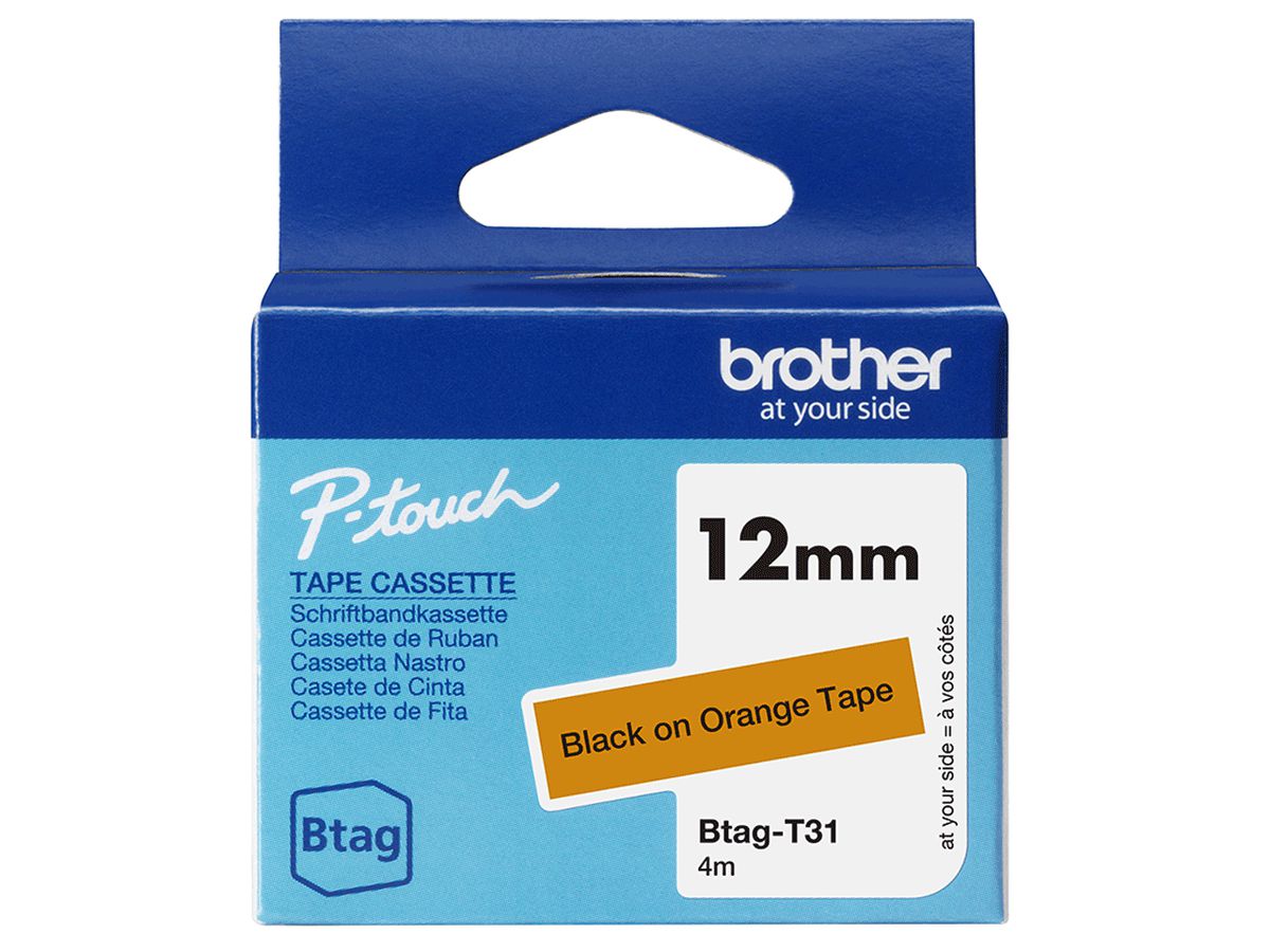 Brother BTAG-T31 label-making tape Black on orange