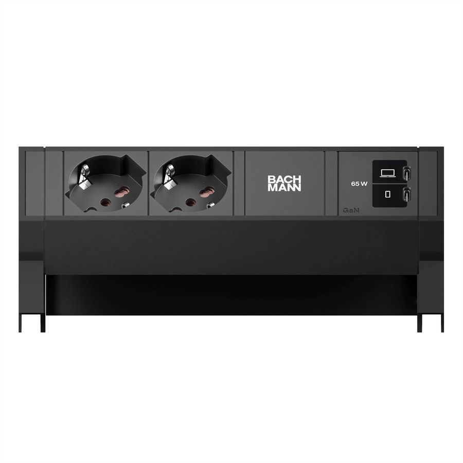 BACHMANN DESK2 2xP40 1xUSB C/C 65W, L=0.2m RAL9005