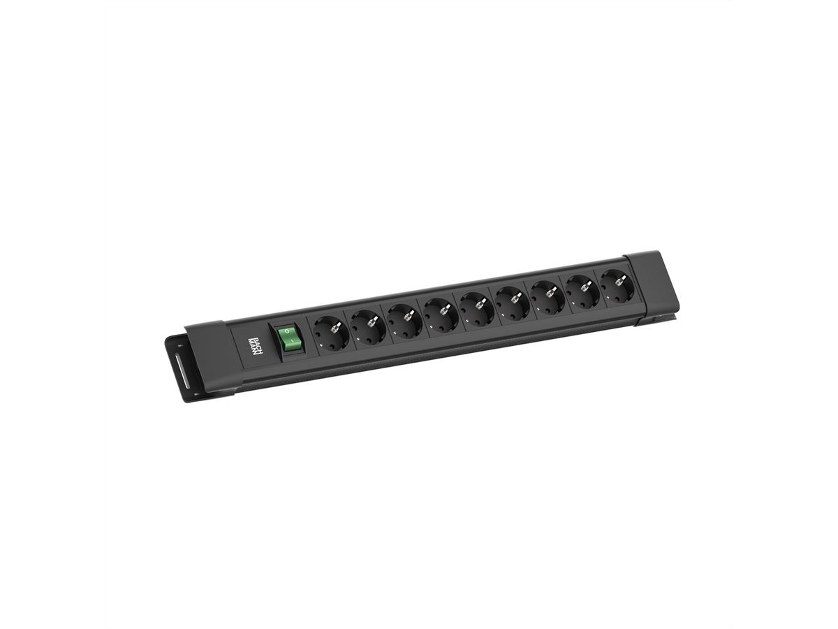 BACHMANN CONNECTUS 9xCEE7/3, 1xSchalter 2,0m CEE7/7 Schwarz