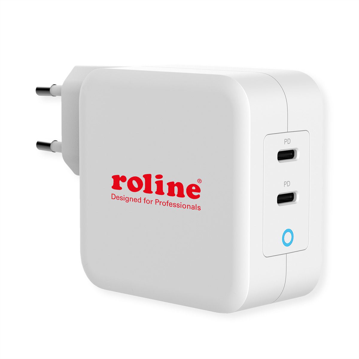 ROLINE USB Oplader met Eurostekker, 2 poorten (2x Type-C PD), GaN, 100W