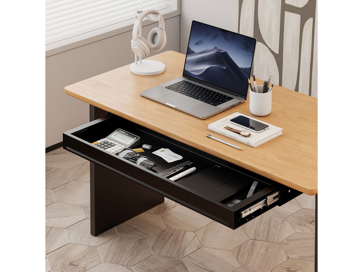 VALUE Ultra-Slim Underdesk Mount Storage Drawer, 758 mm width, black