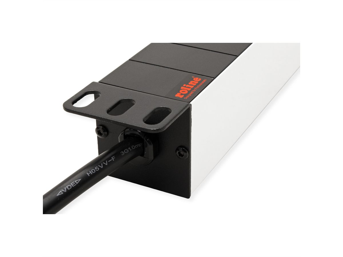 ROLINE 19" stekkerdoos 8-voudig C13 + C14 stekker, 10A, Aluminium, 2 m