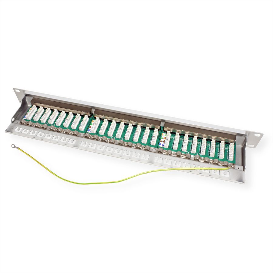 VALUE Cat.6A (Class EA) 19" Patch Panel, 24 Ports, shielded, grey