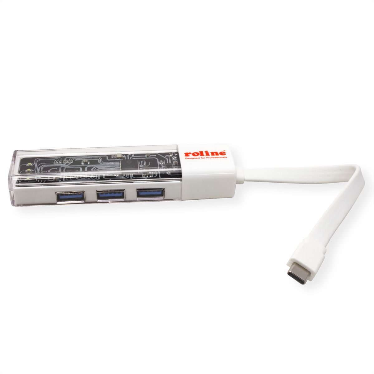 ROLINE Mobile USB 3.2 Gen 1 Hub, 4-poorts, Type A+C verbindingskabel