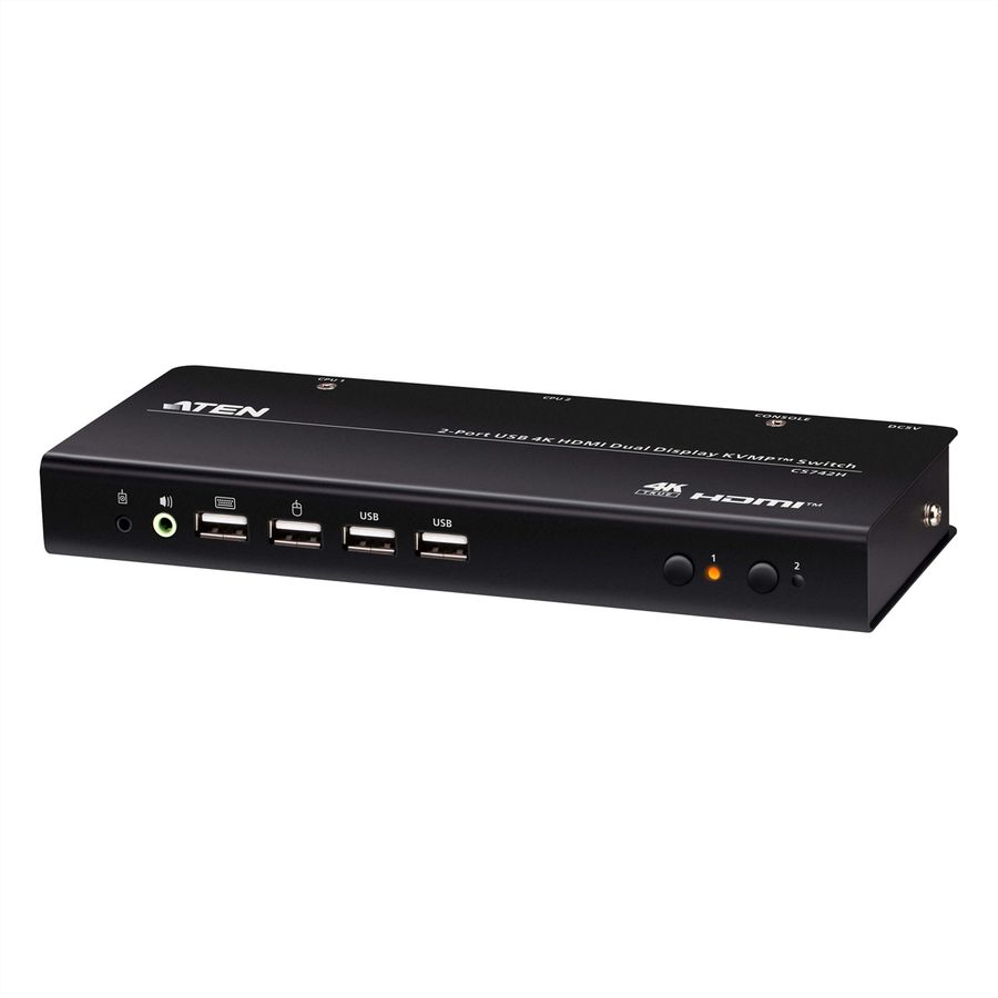 ATEN CS742H 2-poorts USB 4K HDMI KVM switch voor twee beeldschermen