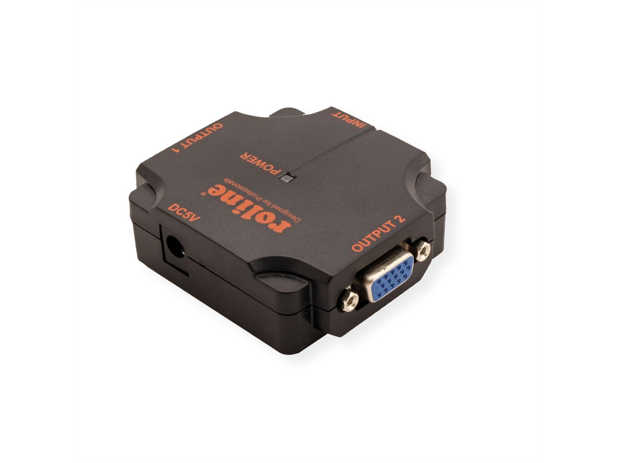 ROLINE VGA videosplitter, hoge resolutie, 450 MHz, 2-voudig