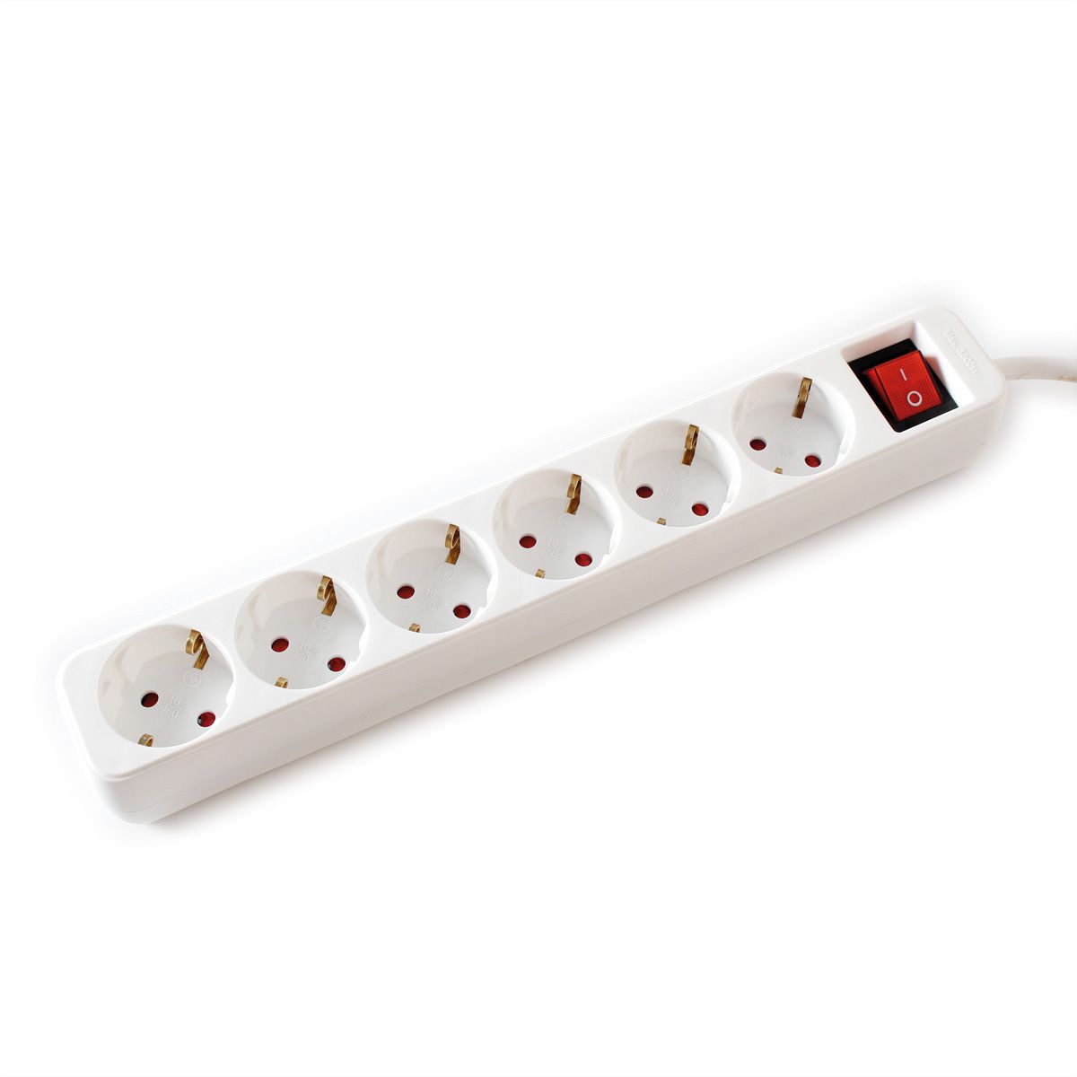 VALUE 6-voudige stekkerdoos met schakelaar, wit, 6 m