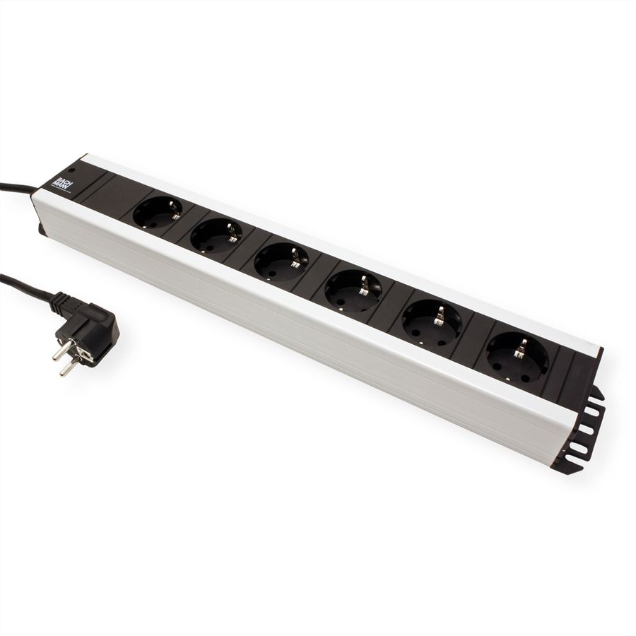 BACHMANN craftsman's strip 6x earthing contact, 19-inch rack compatible, 2 m