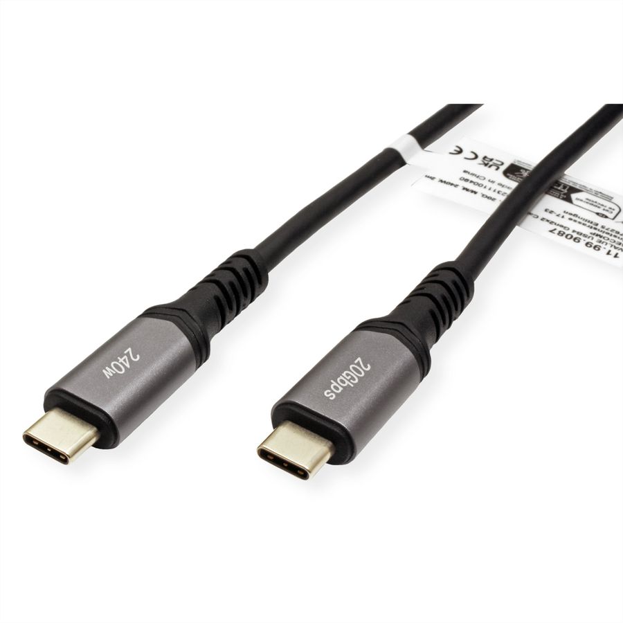 VALUE USB4 Gen3x2 Kabel, C-C, M/M, 4K UHD-1, 20Gbit/s, 240W, zwart, 2 m