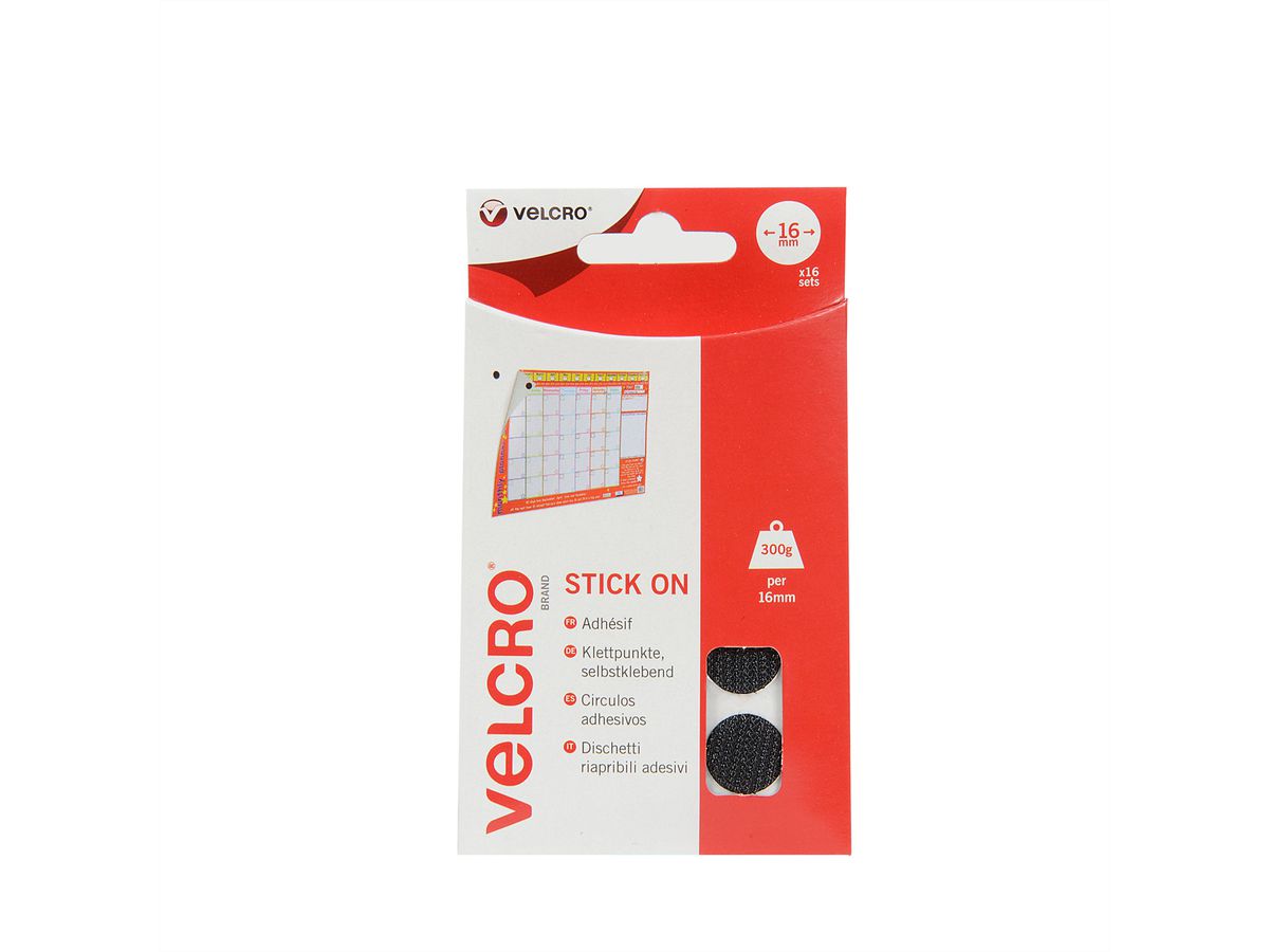 VELCRO® Velcro Dots zelfklevende klittenband 16 mm x 16 sets zwart