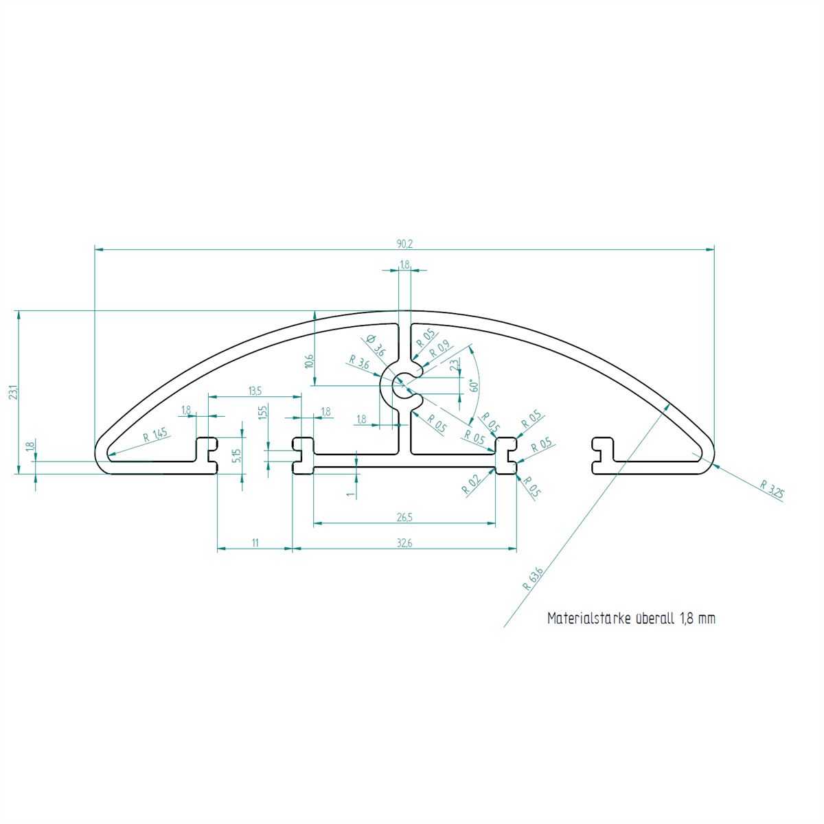 BACHMANN Easy-Bridge 100cm ALU zilver geanodiseerd