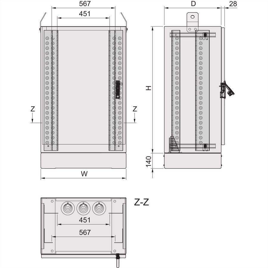 SCHROFF Outdoor Comline FTTX kast met enkele toegang, 1200H 800W 600D