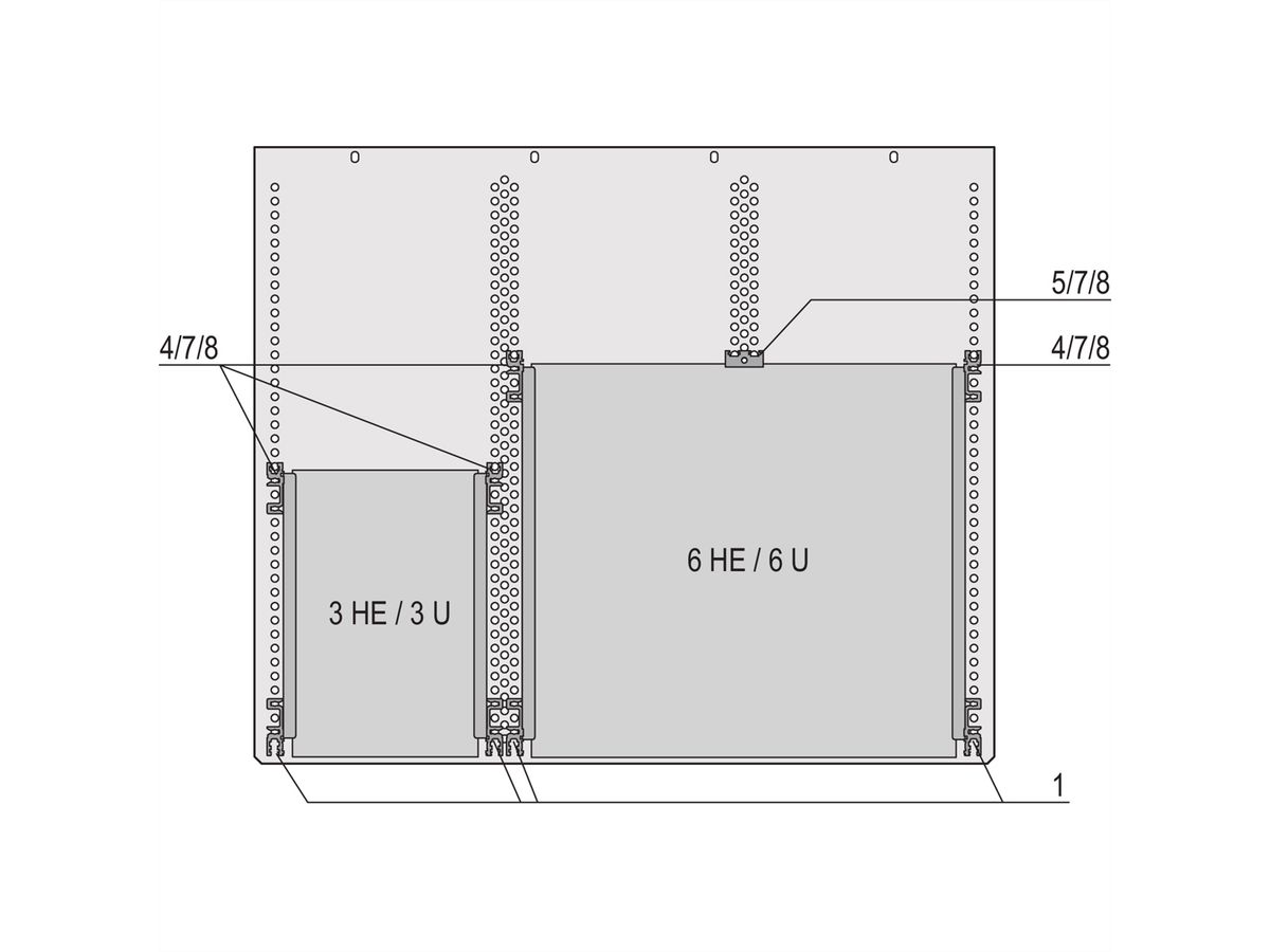SCHROFF Euroboard-montageset voor geïsoleerde achterwandmontage, 2 HE