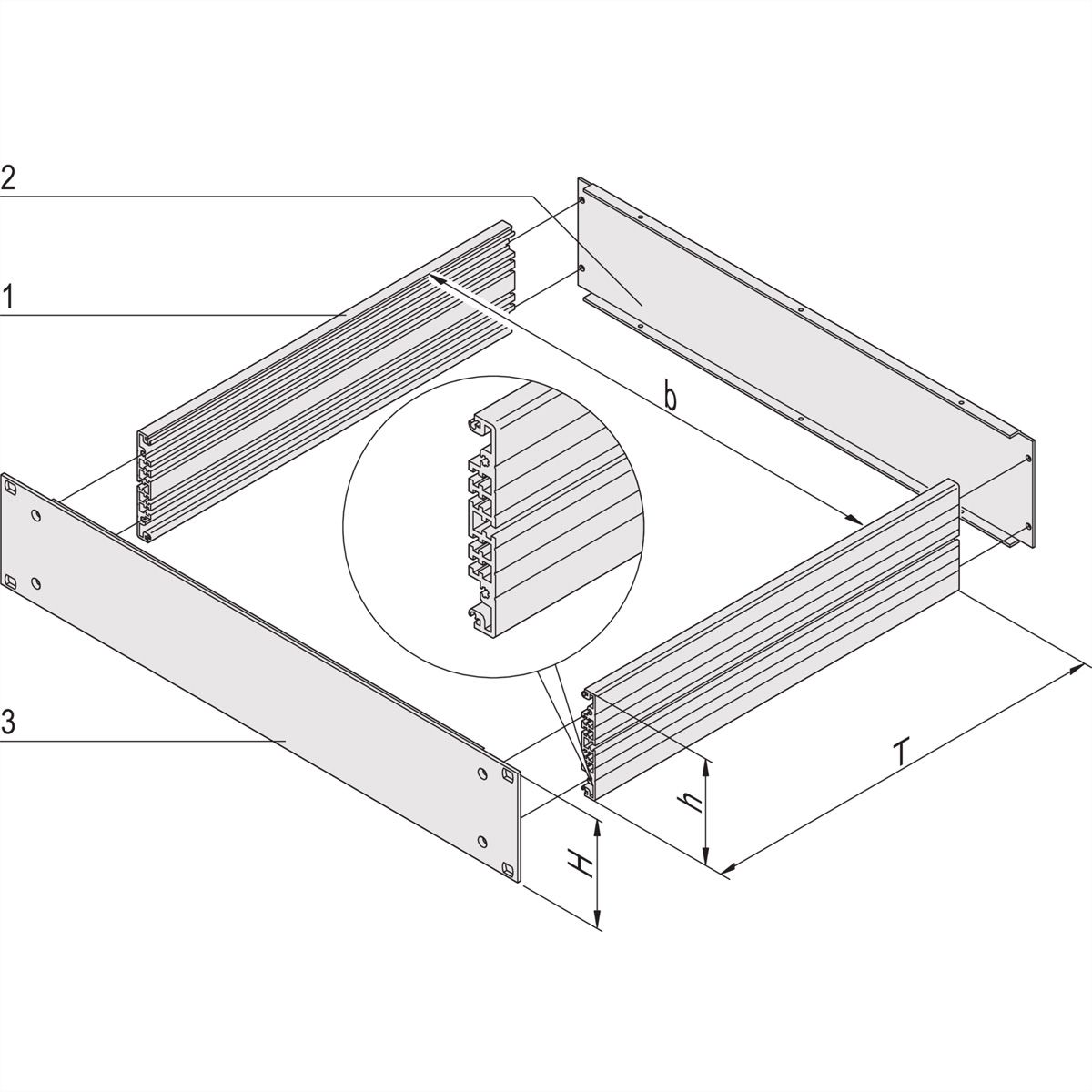 SCHROFF MultipacPRO 19" Chassis Basic Kit, 2 U, Depth 220 mm