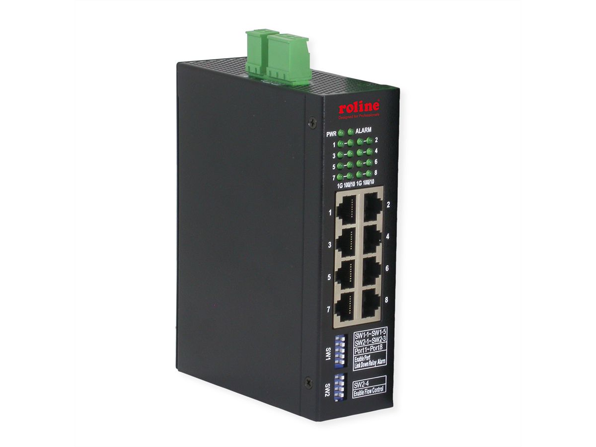 ROLINE Industrial Gigabit Ethernet Switch, 8 Ports, Web Managed