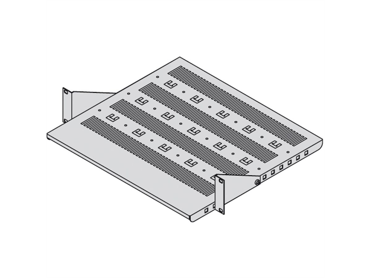 SCHROFF 19" Equipment Shelf, Depth-Adjustable, 430W 250D, RAL 7021