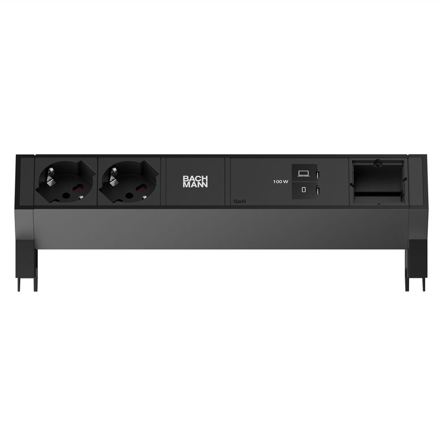 BACHMANN DESK2 2xP40 1xUSB C/C 100W, 1xCM L=0.2m RAL9005