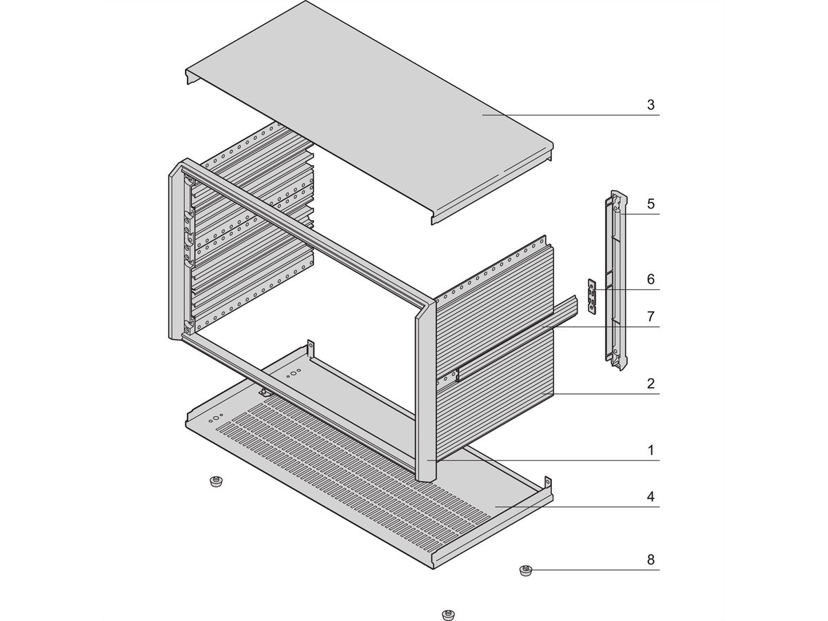 SCHROFF PropacPRO Desktop, niet-afgeschermde 6 HE, 84 HE, 446 mm