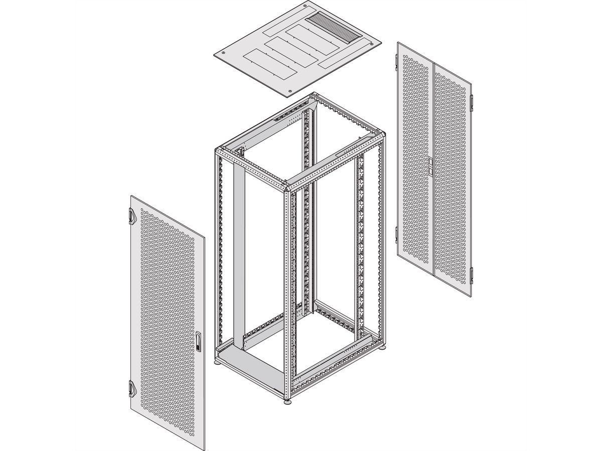 SCHROFF Varistar serverkast, RAL 7021, zij-aan-zij, 52 HE, 2450H, 600W, 1000D
