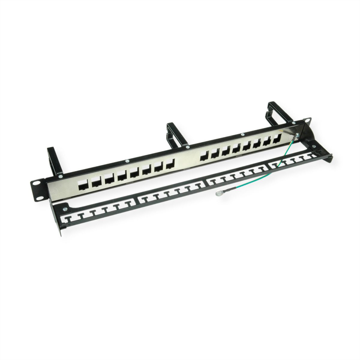 ROLINE 19" keystone patchpaneel, 16P, afgeschermd, zwart