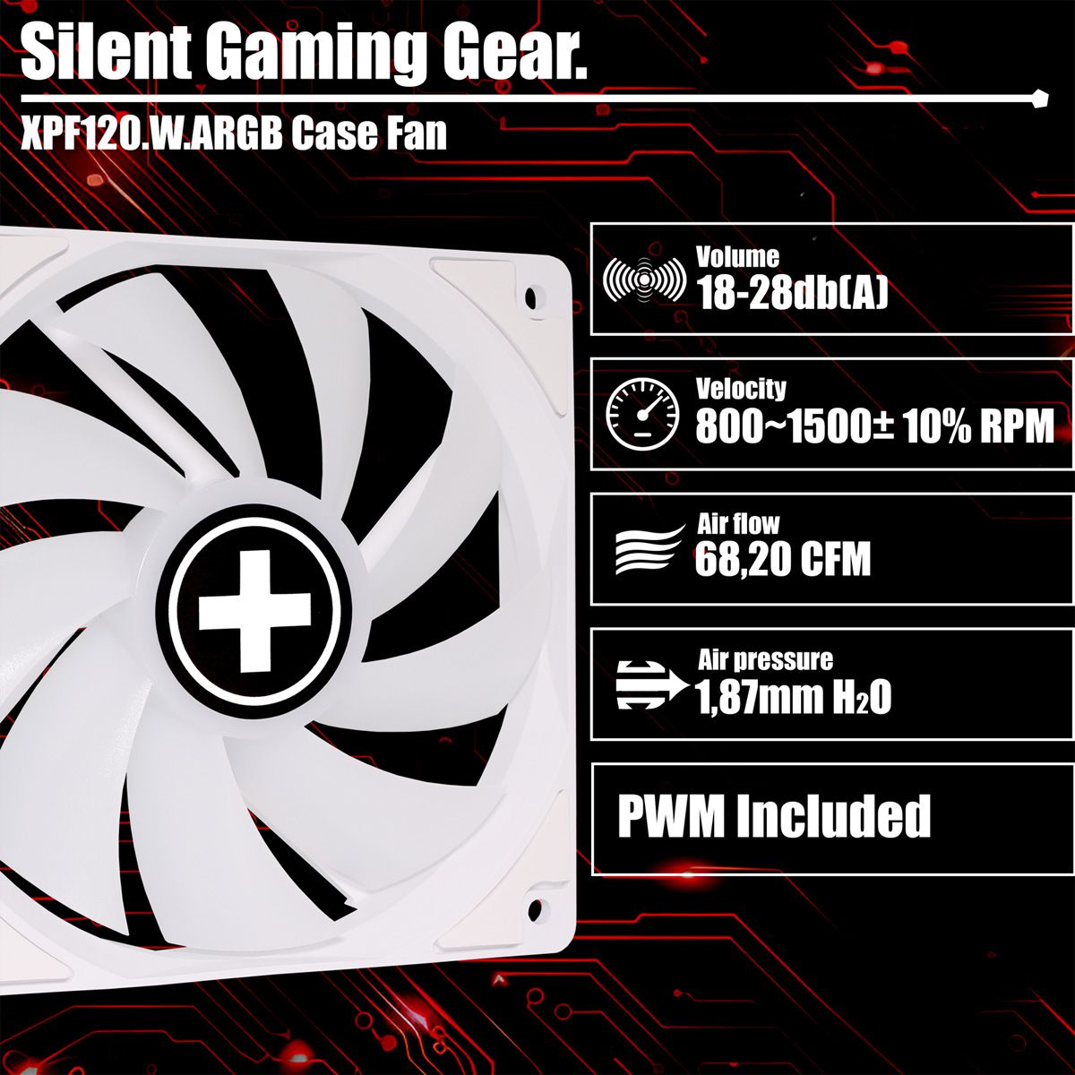 Xilence XPF120.W.ARGB 120mm PWM Case Fan, ARGB LED