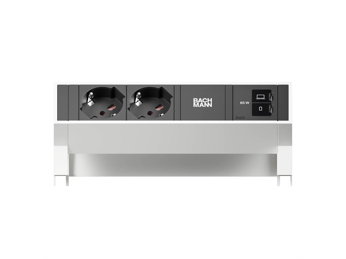 BACHMANN DESK2 2xP40 1xUSB C/C 65W, L=0.2m RAL9010