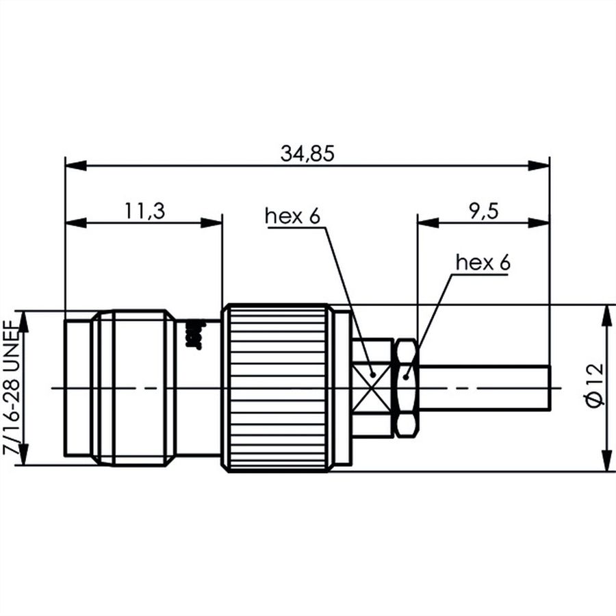 TELEGÄRTNER TNC-Kabelbuchse 50 Ohm, für RG-178B/U