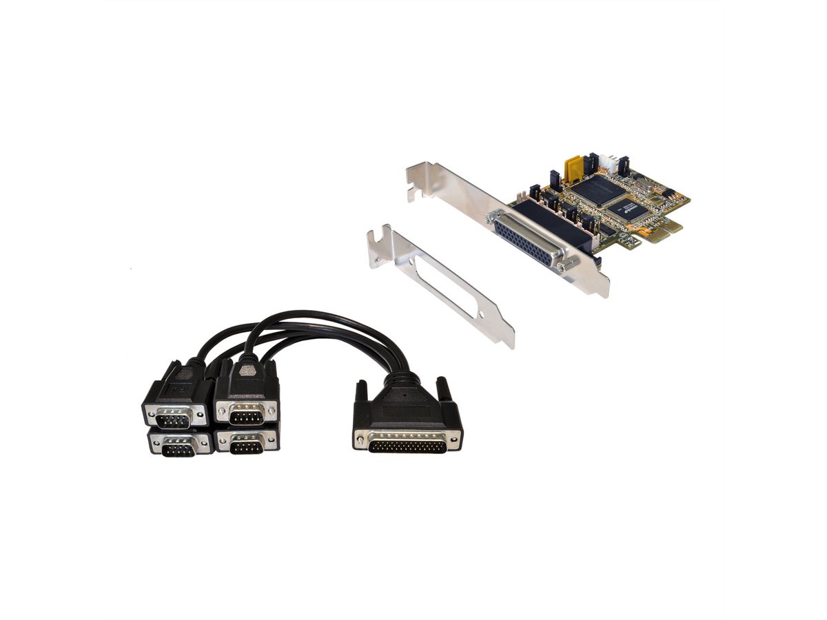 EXSYS EX-44384 PCI Express x1 kaart 4x serieel RS-232 (kabel met 4x 9-pins connector)