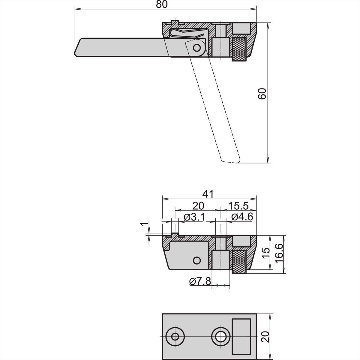 SCHROFF Die Cast Foot, Alu, Without Tip-Up