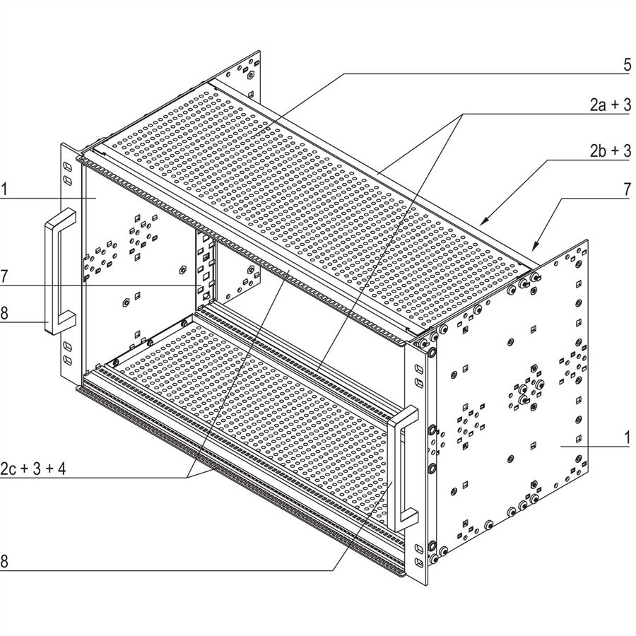 SCHROFF EuropacPRO 19" moduledrager voor rail, afgeschermd, EN 50155, CompactPCI, 6 HE, 84 PK, 235 mm