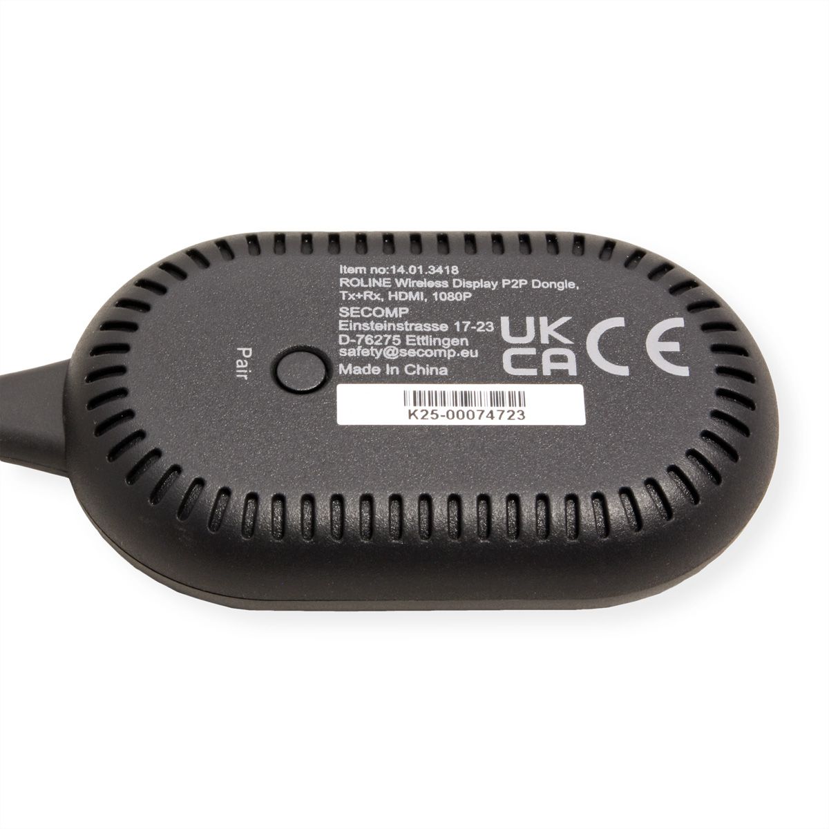 ROLINE Draadloze P2P-beeldschermdongle-set, Tx+Rx, draadloze USB-C naar HDMI, 1080p, 20 m