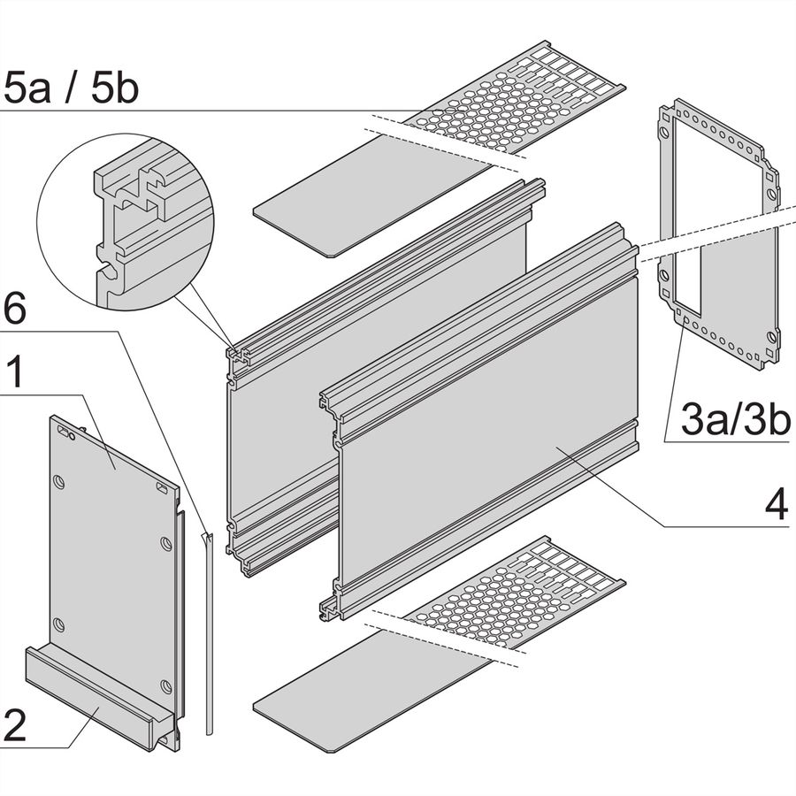 SCHROFF Insteekeenheid met frame PRO-Set, Afgeschermd, geperforeerd, meerdere aansluitingen, 3 HE, 10 HE, 227 mm