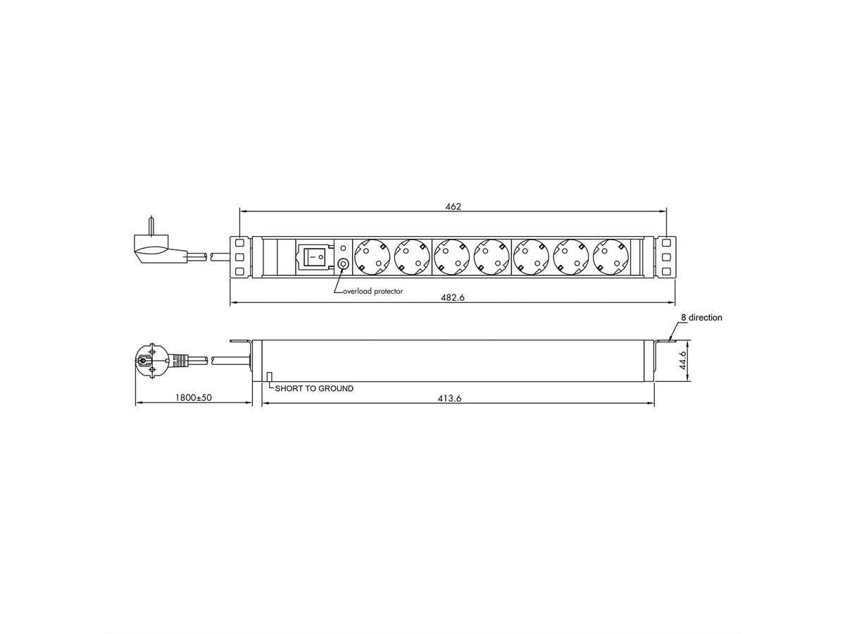 VALUE 19" PDU for Cabinets, 7x, 4000W, CEE 7/7 German Type, 1.8 m