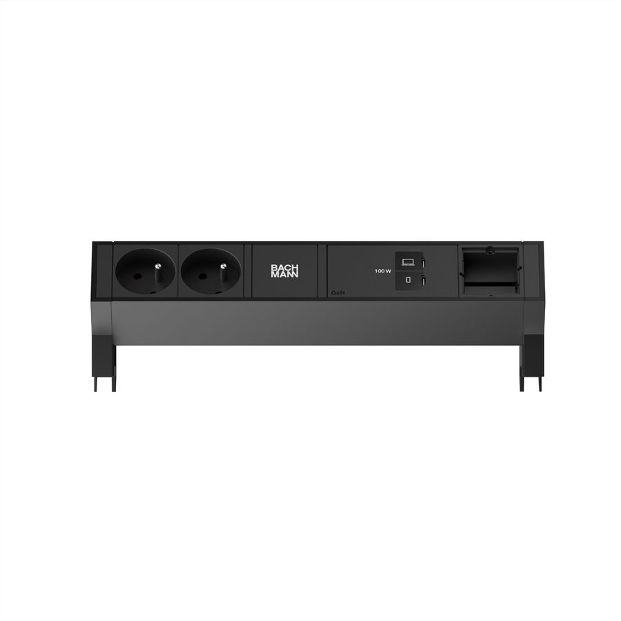 BACHMANN DESK2 2xUTE 1xUSB C/C 100W, 1xCM L=0,2m RAL9005