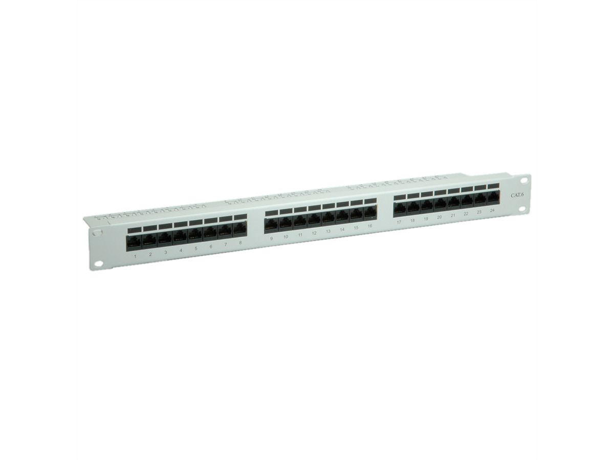 VALUE Cat.6 (klasse E) 19" patch paneel, 24P, onafgeschermd, grijs