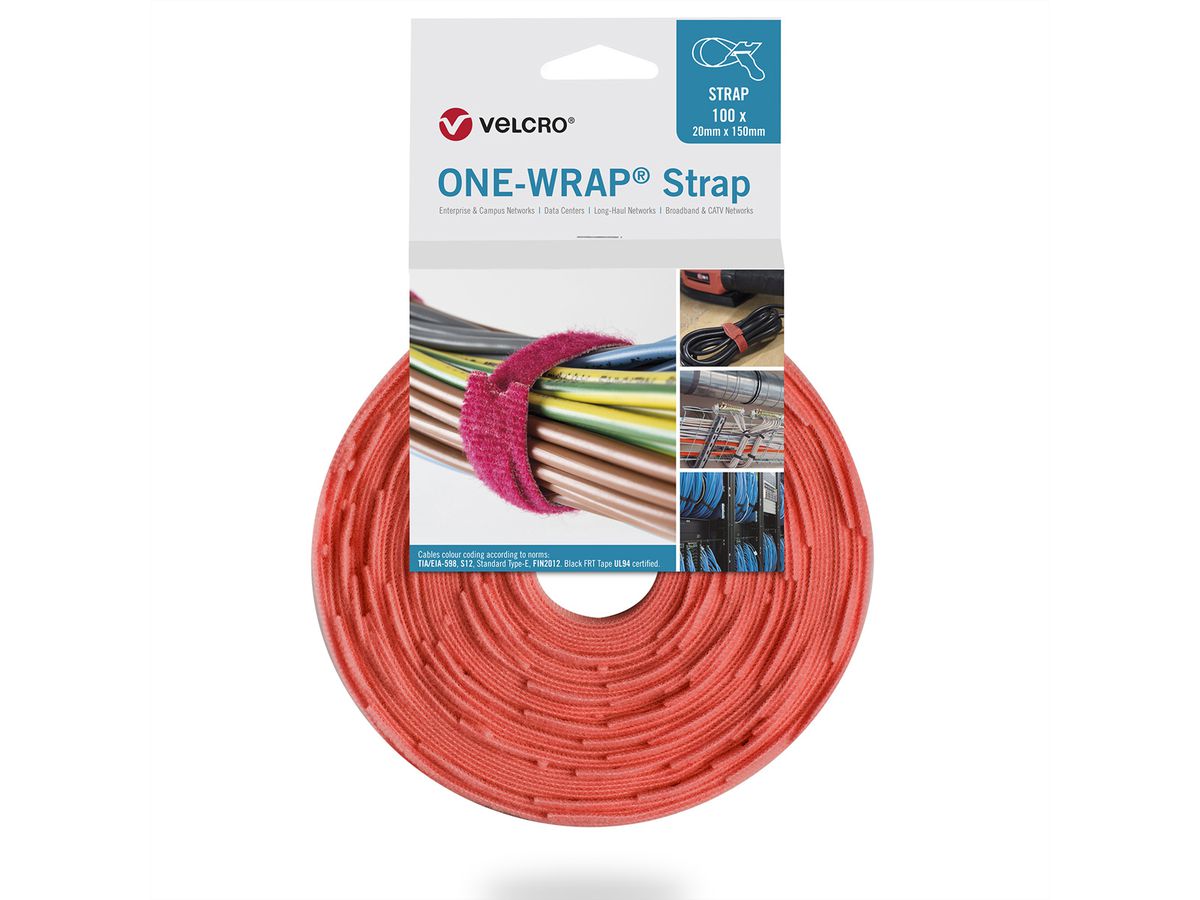 VELCRO® One Wrap® Strap 20mm x 330mm, 100 Stück, orange