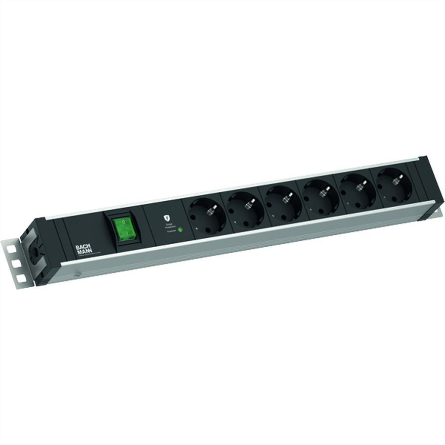 BACHMANN 19" 1.5U 6xCEE7/3 1xswitch 1xSPD-Plus 2.0m CEE7/7