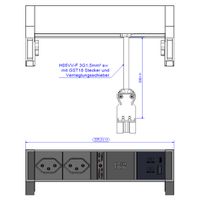 BACHMANN DESK2 ALU ZWART 2xCH T13, 1xUSB A&C 22W 0,2m GST18 Zwitserland