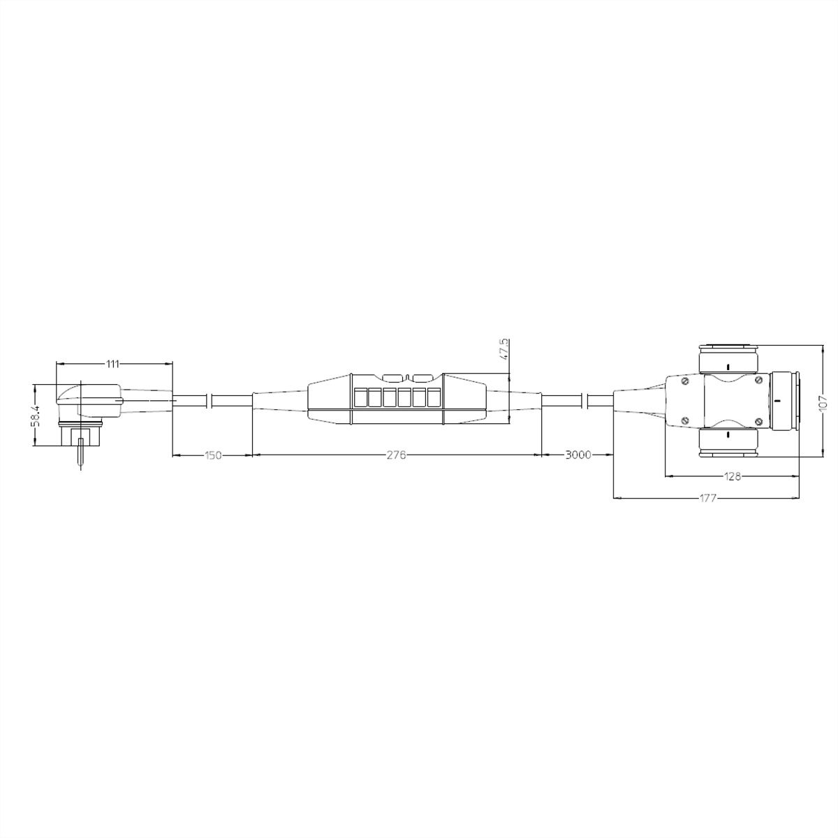 BACHMANN PRCD-S Lg: 3.15m 230V 16A 30mA, Earthing contact extension H07RN-F 3G1.5mm