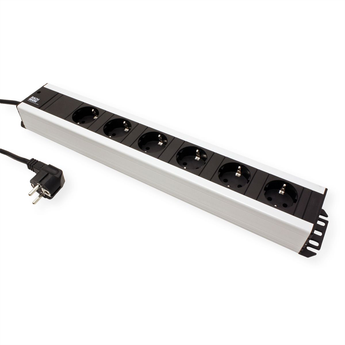 BACHMANN craftsman's strip 6x earthing contact, 19-inch rack compatible, 2 m