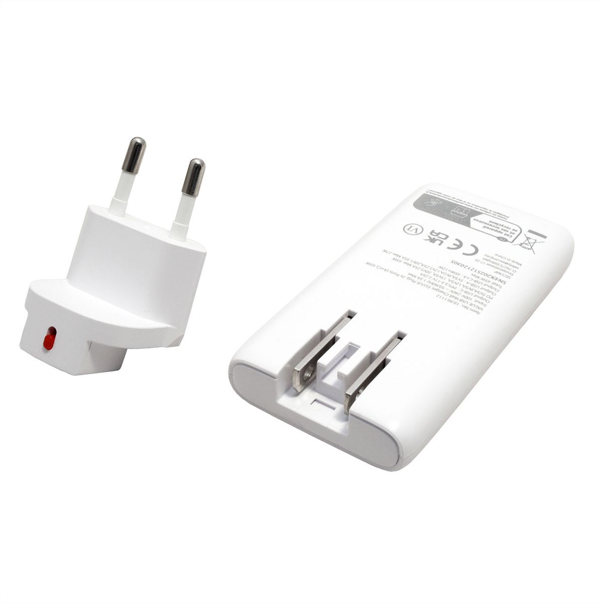 VALUE USB Wall Charger, EU/US Plug, 2x Ports (A+C), 65W