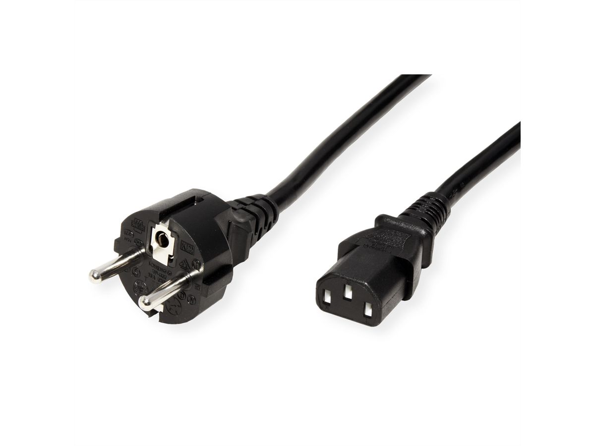 ROLINE Power Cable, straight IEC Connector, black, 1.8 m