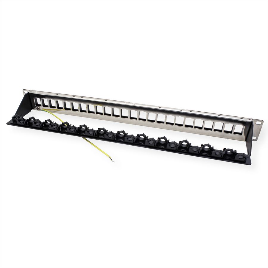 ROLINE 19" keystone module rack, leeg, 24P. afgeschermd , Clip bevestiging, zwart