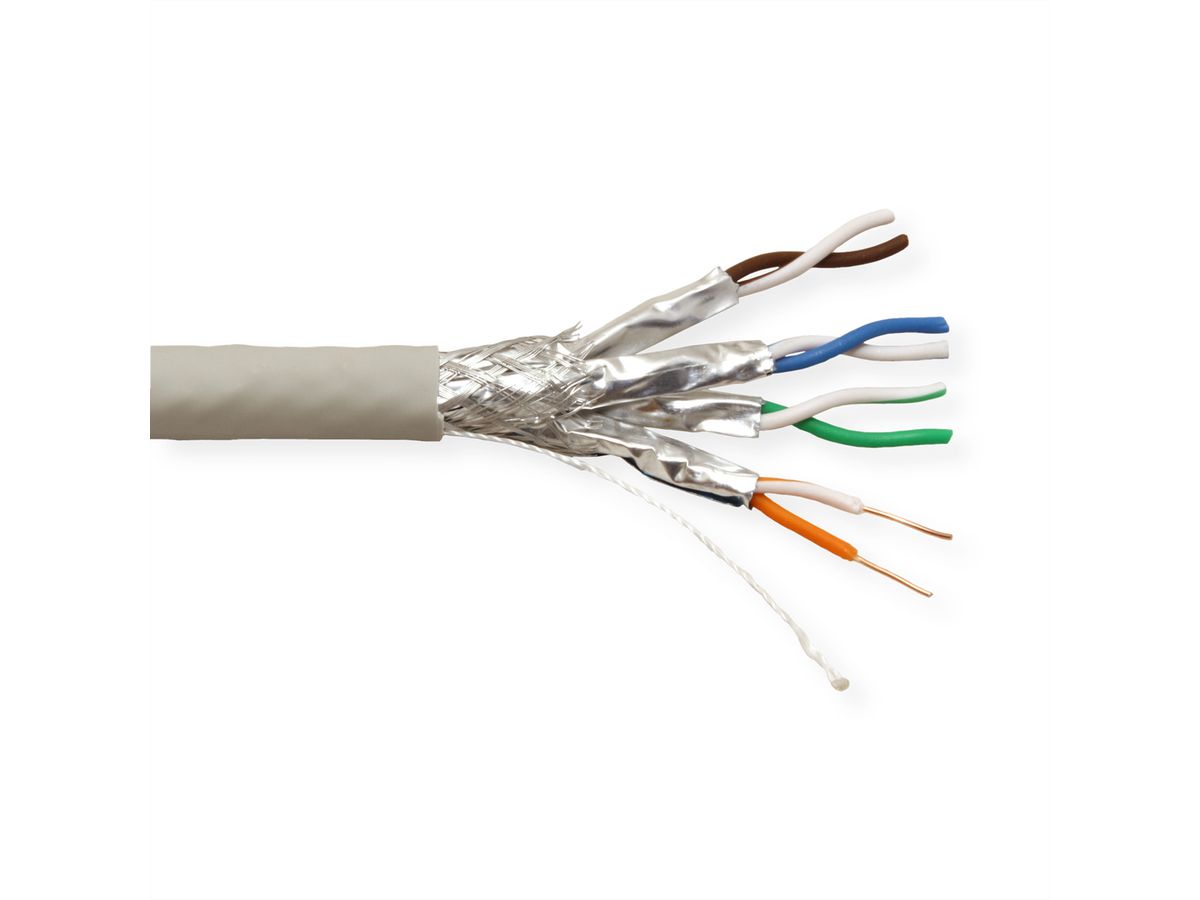 VALUE S/FTP-kabel, Cat.7 (Klasse F), massieve draad, Dca, 100 m