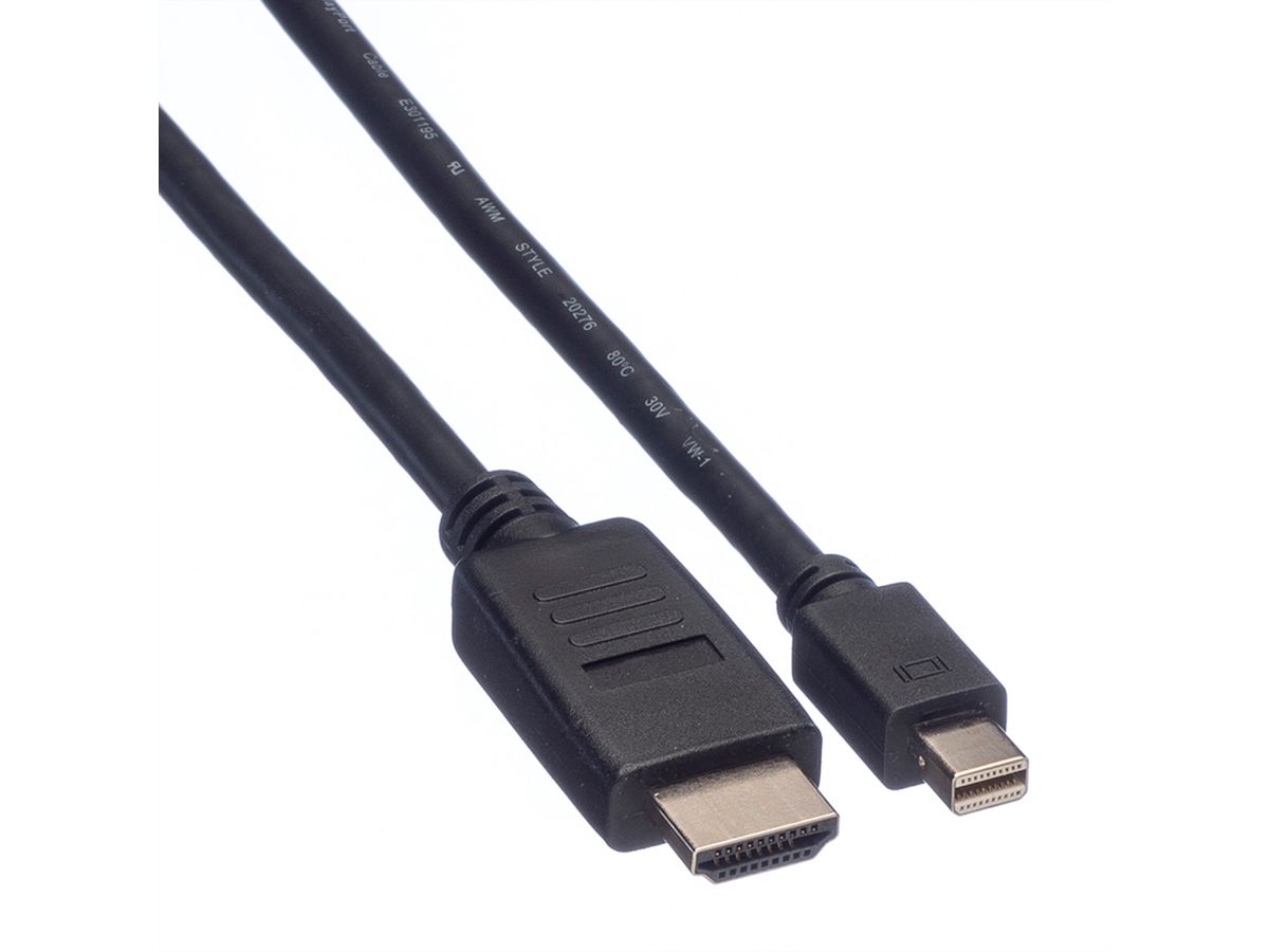 VALUE Mini DisplayPort Cable, Mini DP-HDTV, M/M, black, 1 m