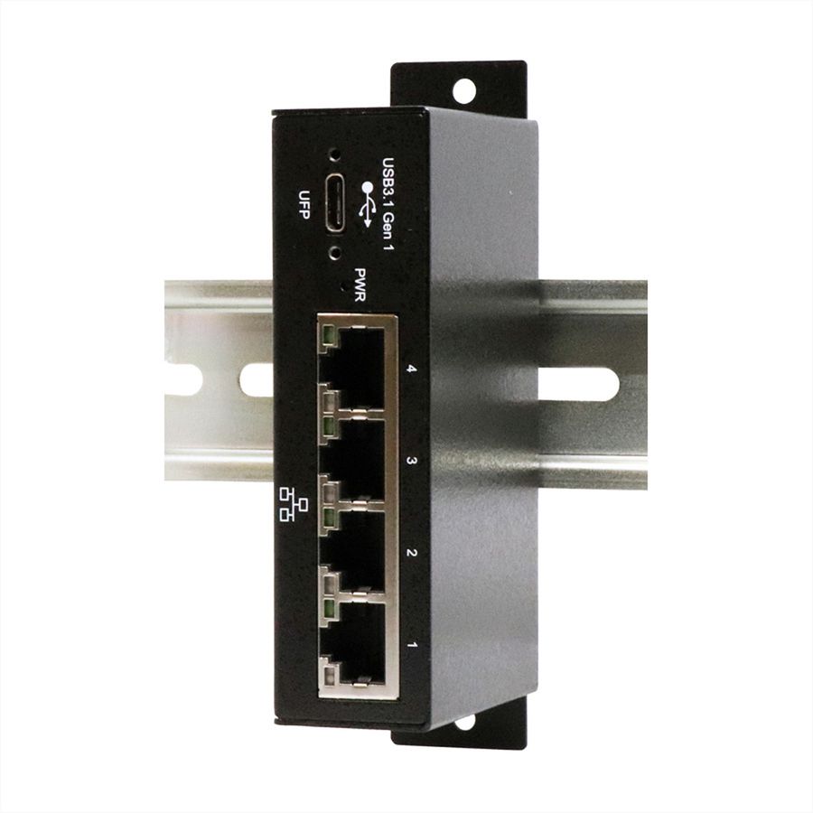 EXSYS EX-1330M USB 3.0/3.1 Gen1 zu 4 x Ethernet 1Gigabit Din-Rail